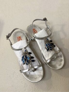 Michael Kors silver fish beaded sandals